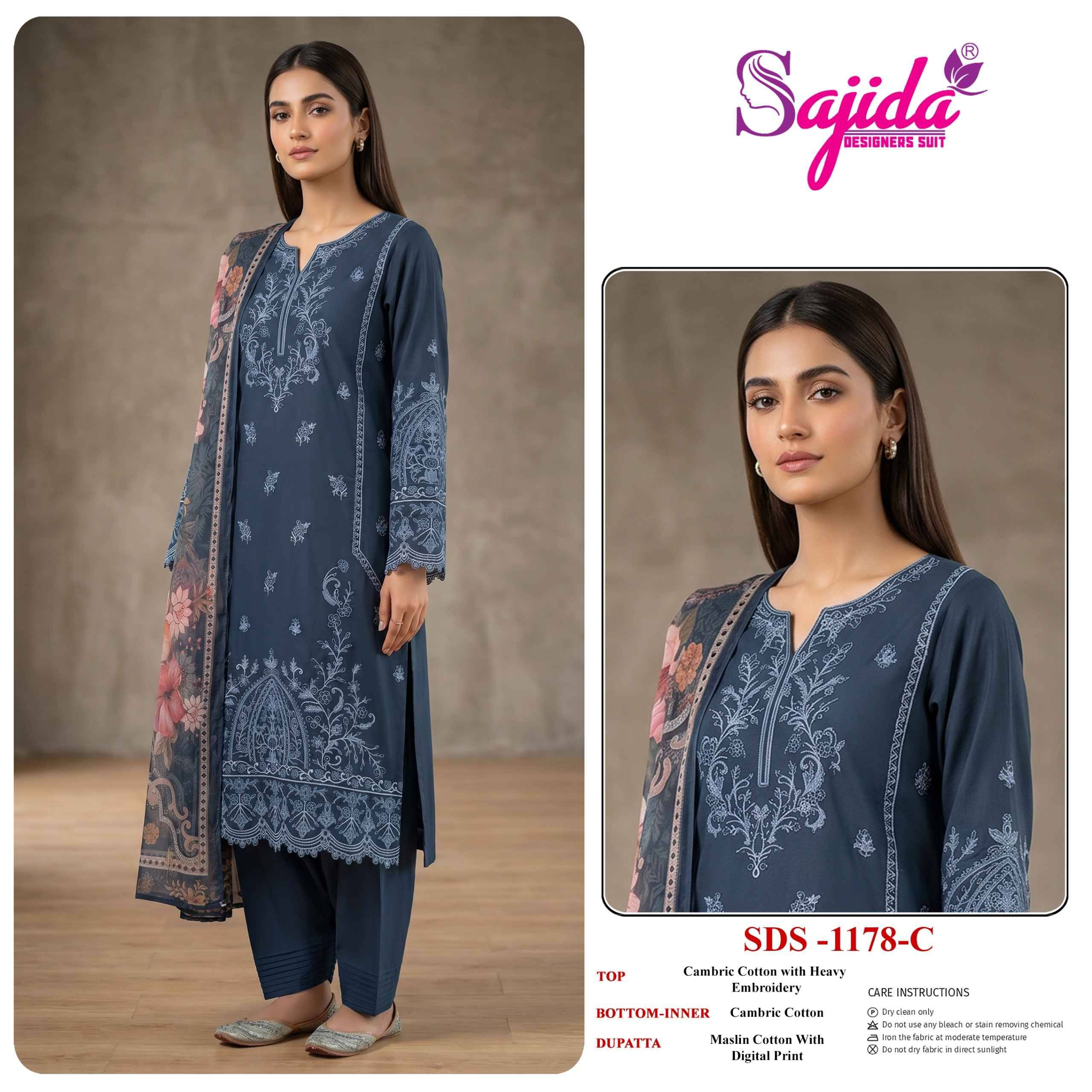 1178 COLORS By Sajida Designer Suits Beautiful Pakistani Suits Colorful Stylish Fancy Casual Wear & Ethnic Wear Cambric Cotton Embroidered Dresses At Wholesale Price